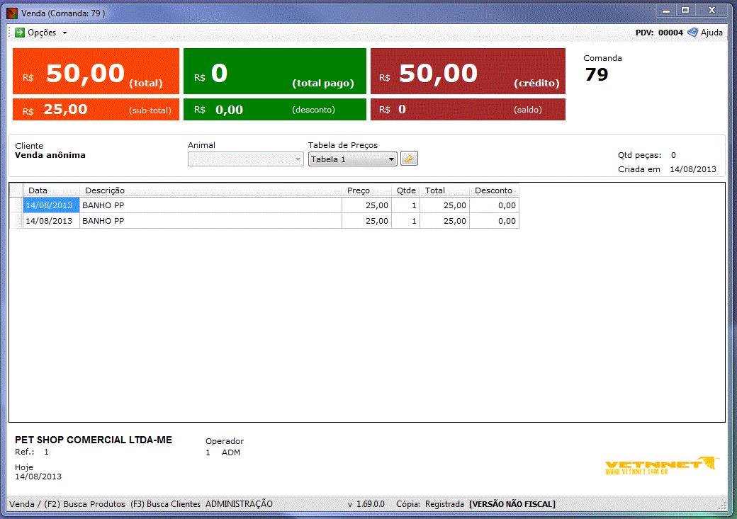 The Point of Sale (POS) module in Vetnnet.