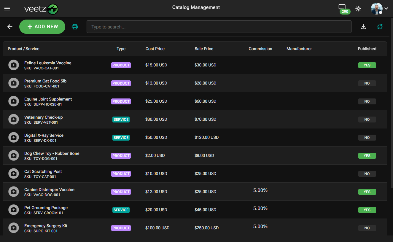 Veetz Catalog Explore Screen